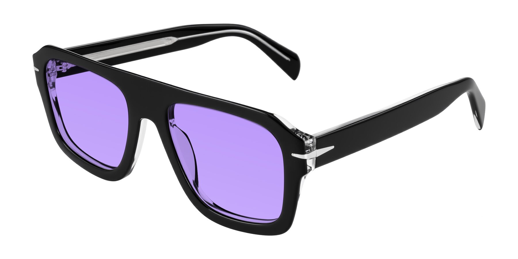 Angle of Petenwell in Black with Medium Purple Tinted Lenses
