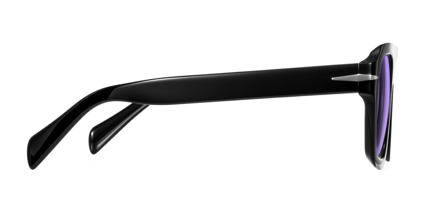 Side of Petenwell in Black with Medium Purple Tinted Lenses