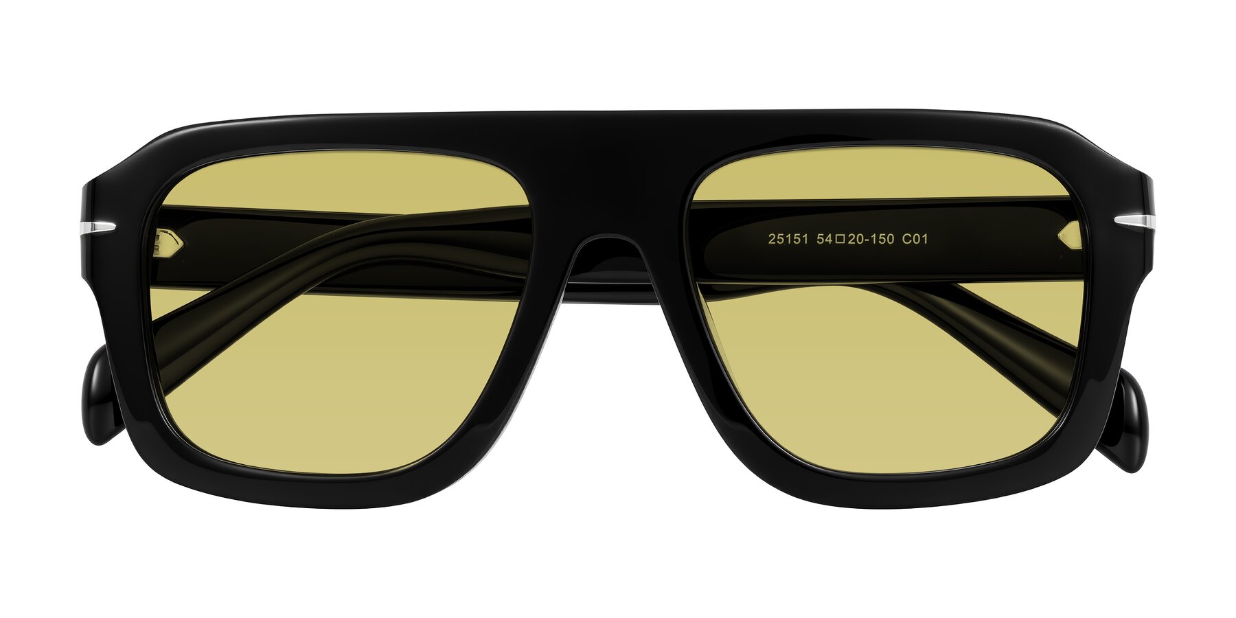 Folded Front of Petenwell in Black with Medium Champagne Tinted Lenses