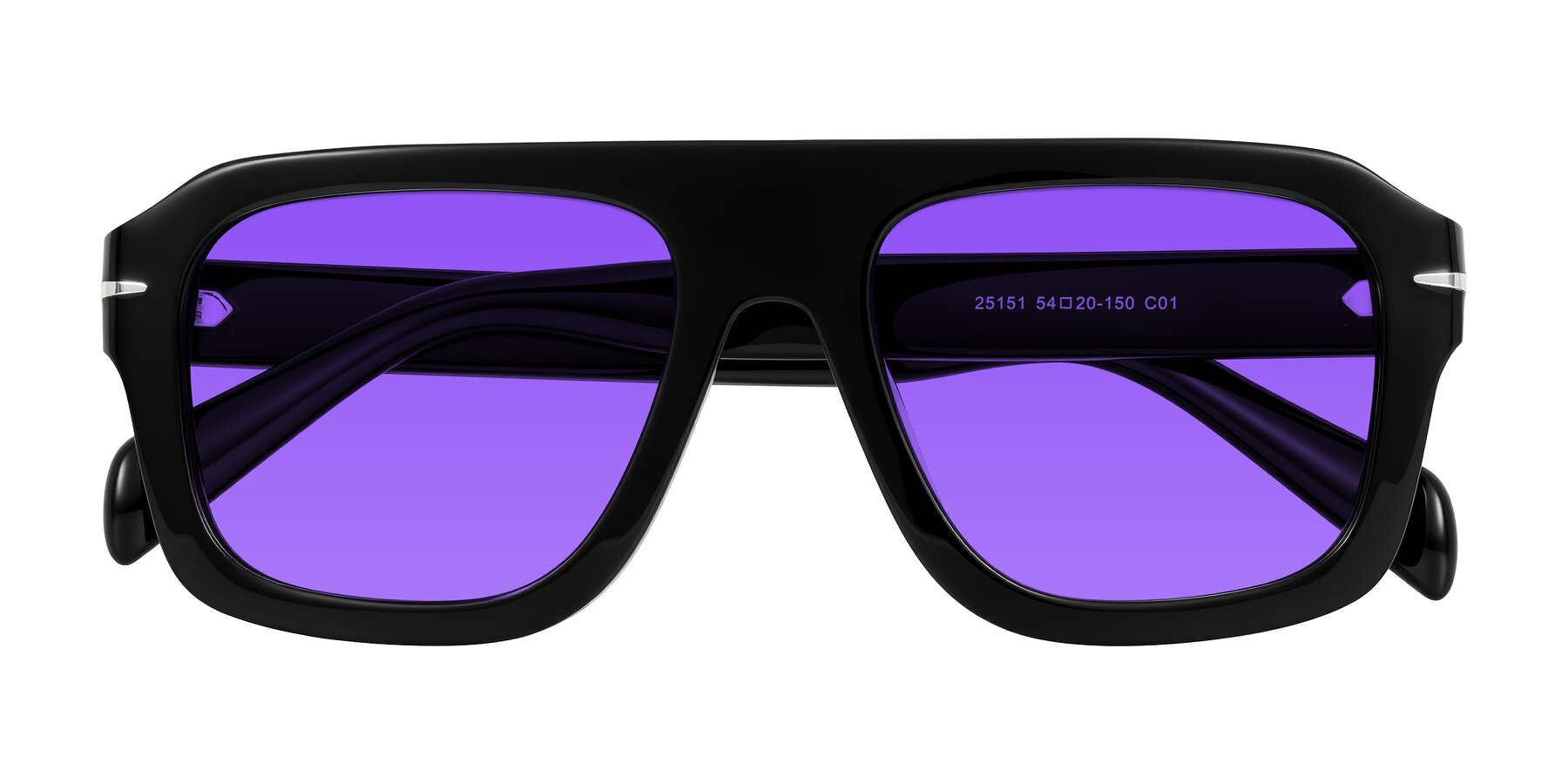 Folded Front of Petenwell in Black with Purple Tinted Lenses