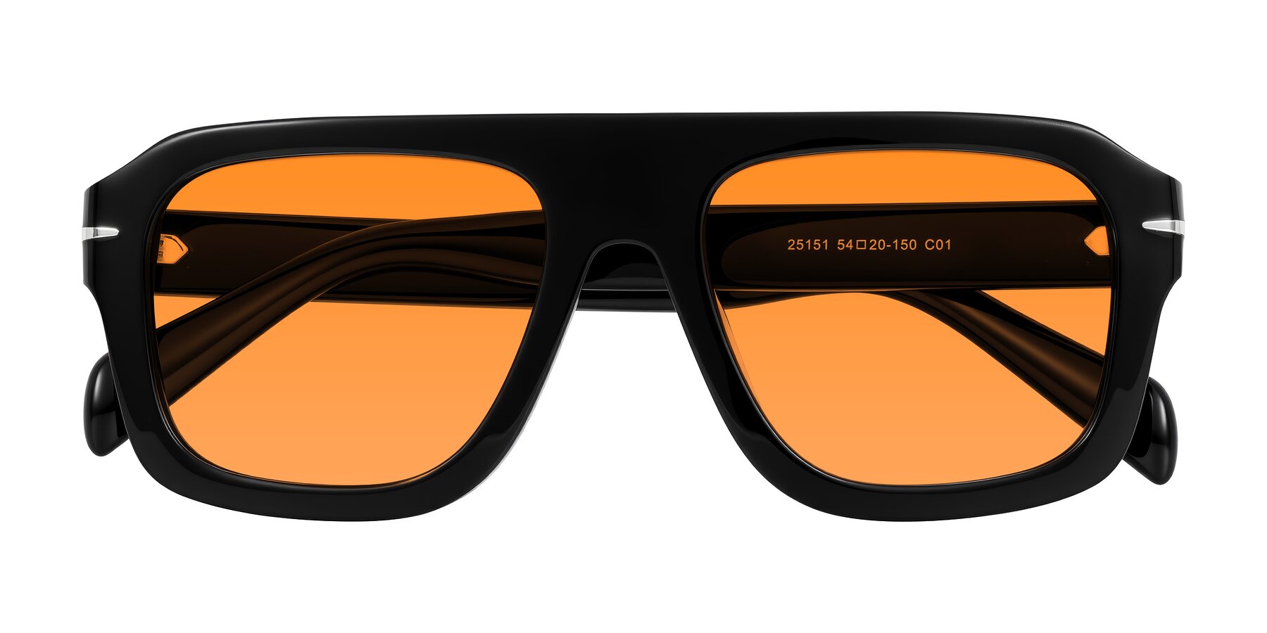 Folded Front of Petenwell in Black with Orange Tinted Lenses