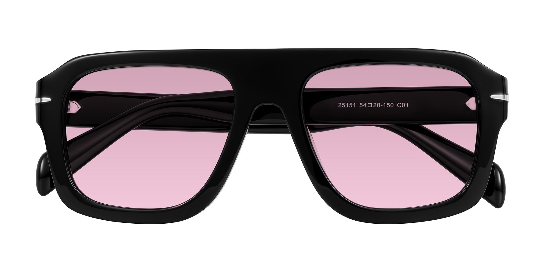 Folded Front of Petenwell in Black with Light Wine Tinted Lenses