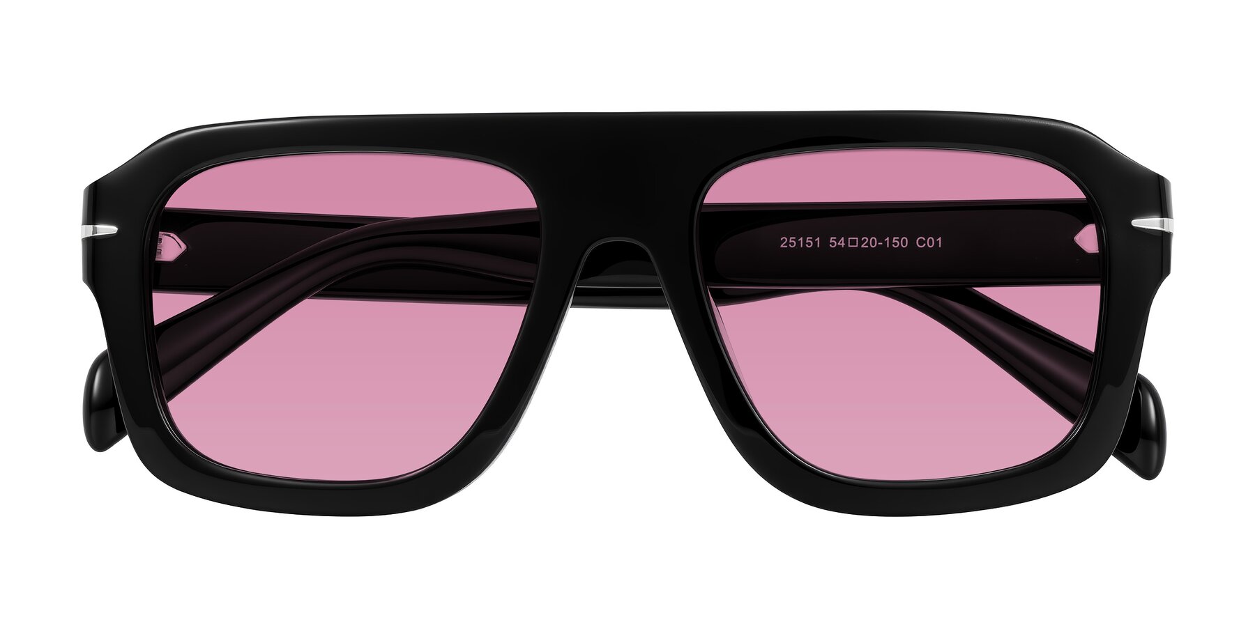 Folded Front of Petenwell in Black with Medium Wine Tinted Lenses