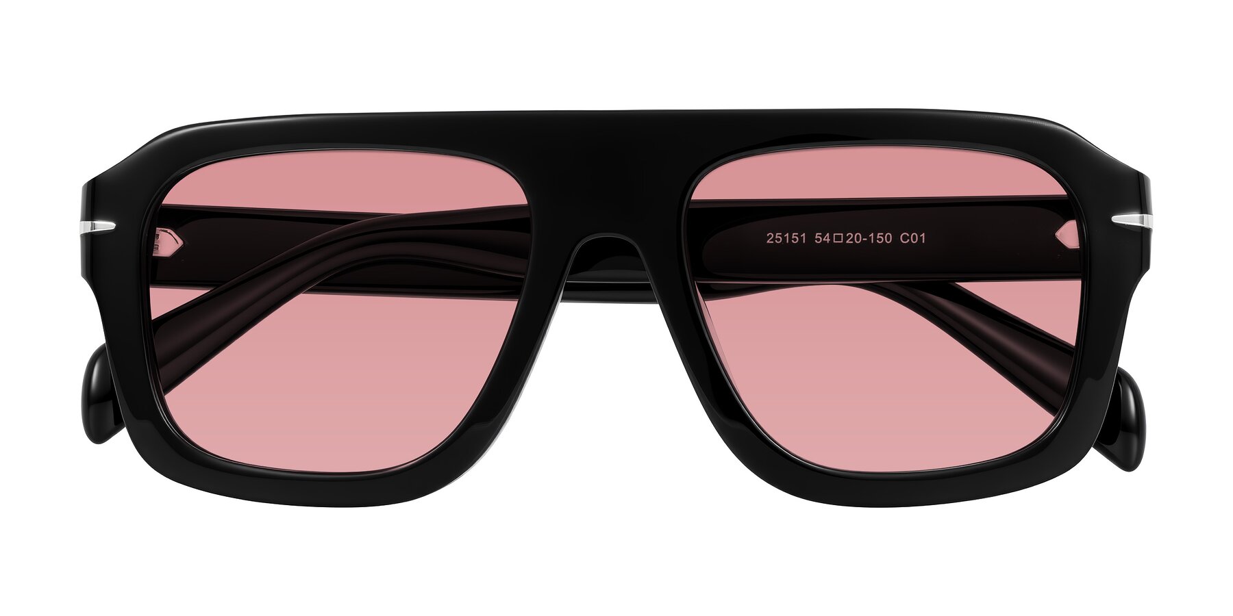Folded Front of Petenwell in Black with Medium Garnet Tinted Lenses