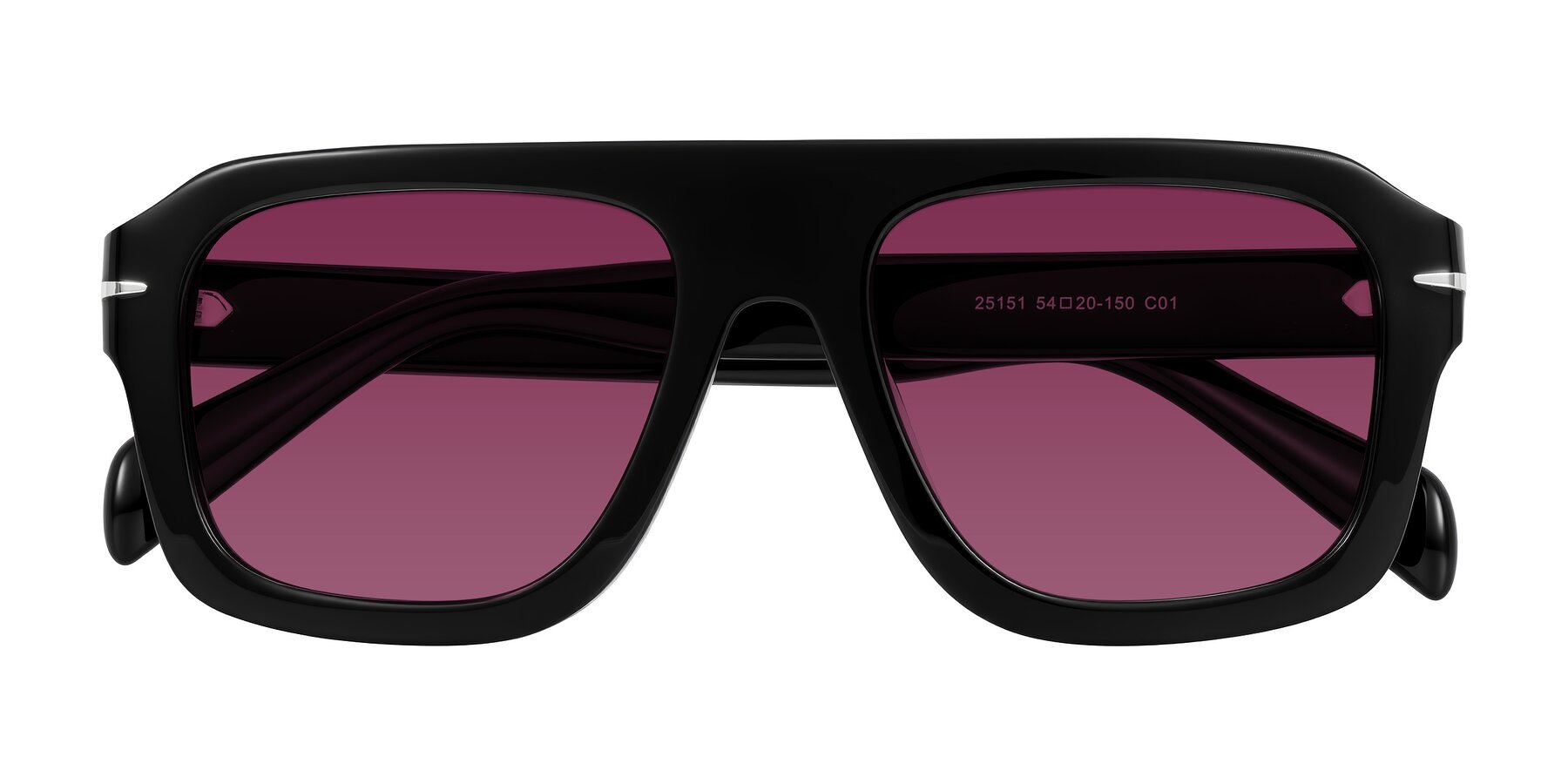 Folded Front of Petenwell in Black with Wine Tinted Lenses