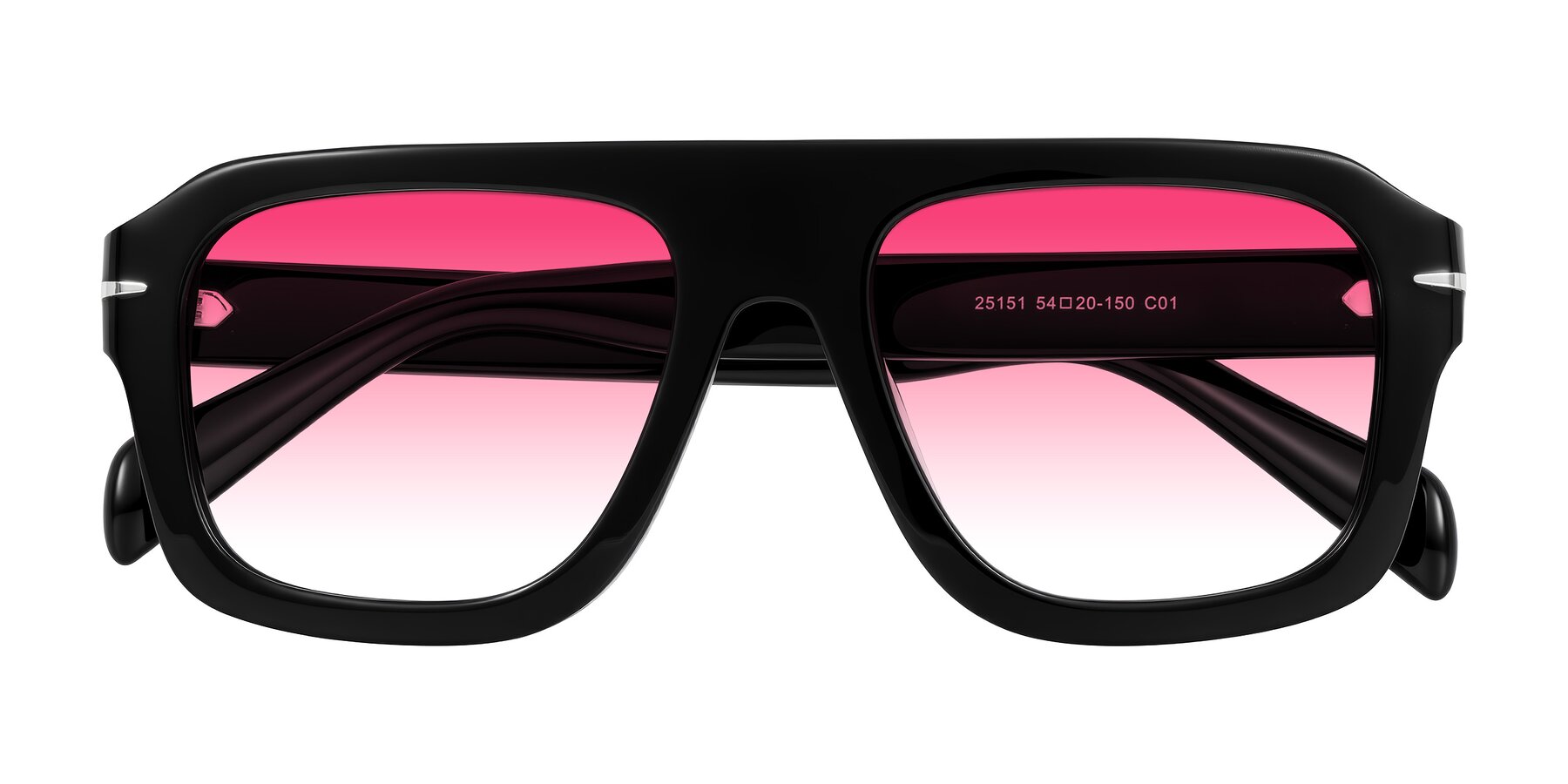 Folded Front of Petenwell in Black with Pink Gradient Lenses