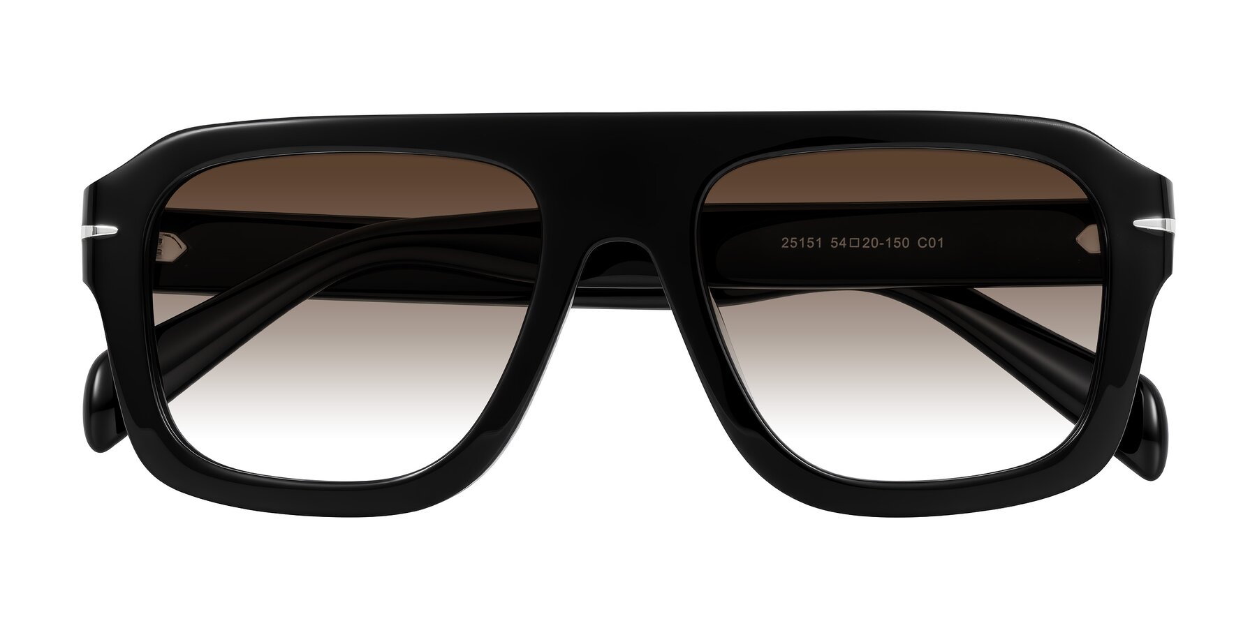 Folded Front of Petenwell in Black with Brown Gradient Lenses