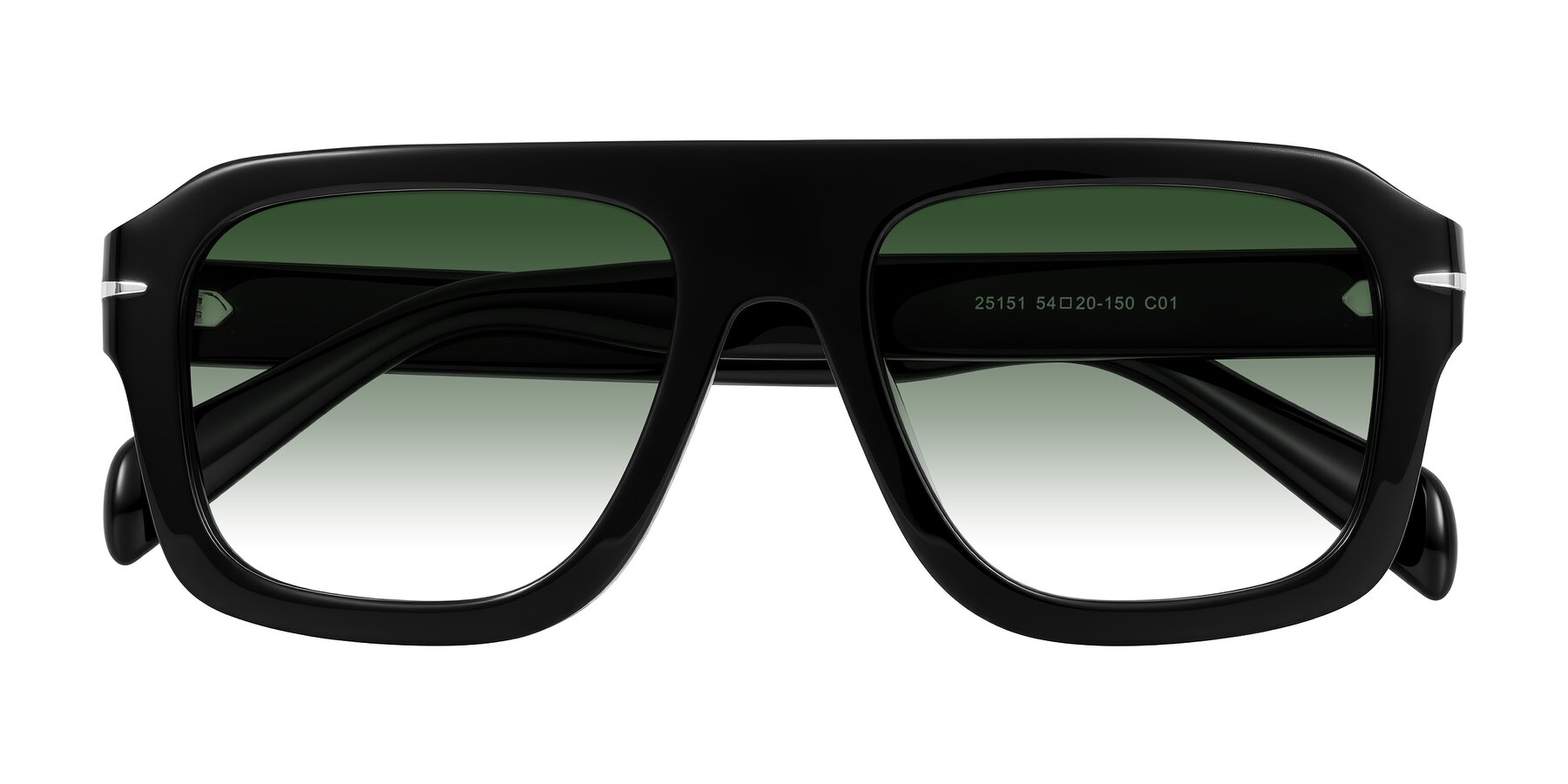 Folded Front of Petenwell in Black with Green Gradient Lenses