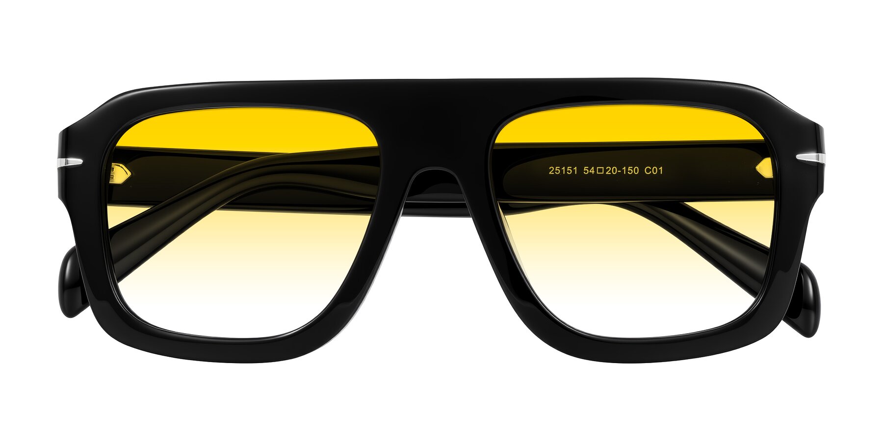 Folded Front of Petenwell in Black with Yellow Gradient Lenses