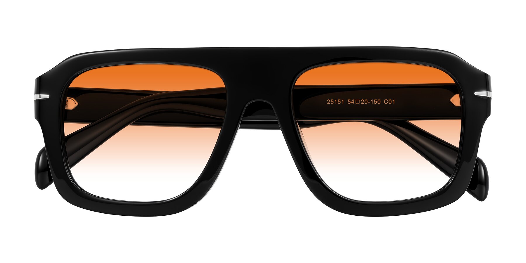 Folded Front of Petenwell in Black with Orange Gradient Lenses