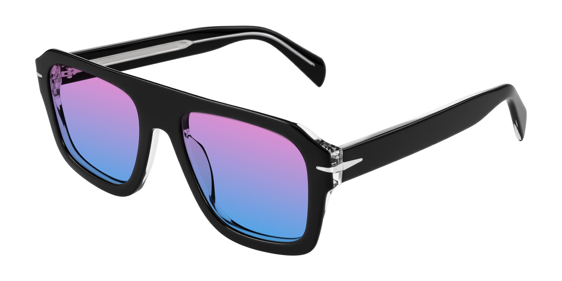 Angle of Petenwell in Black with Pink / Blue Gradient Lenses