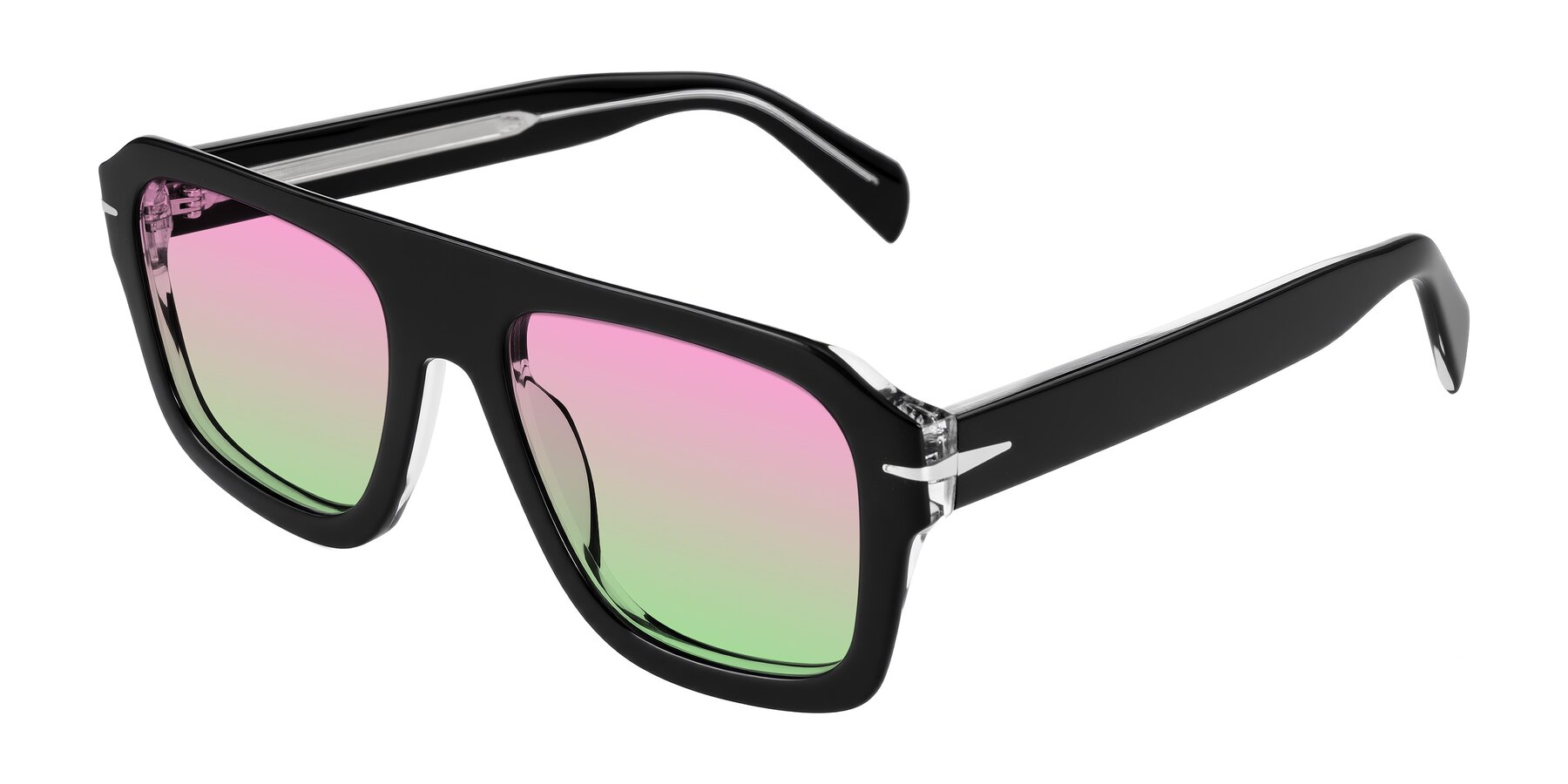 Angle of Petenwell in Black with Pink / Green Gradient Lenses