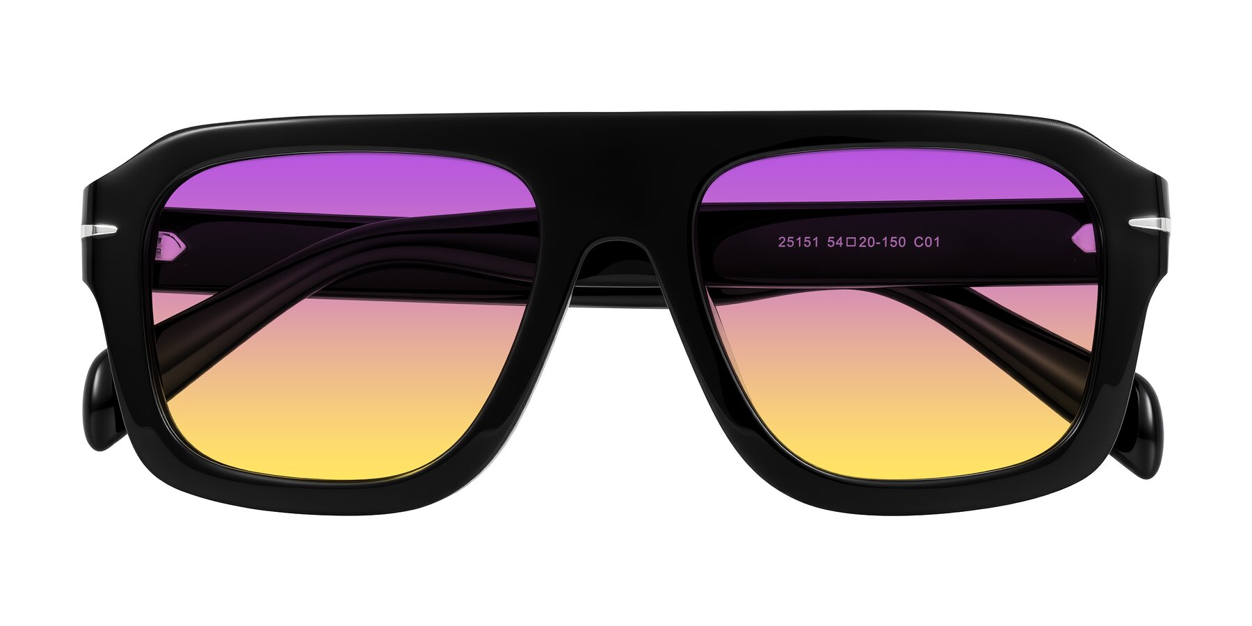 Folded Front of Petenwell in Black with Purple / Yellow Gradient Lenses