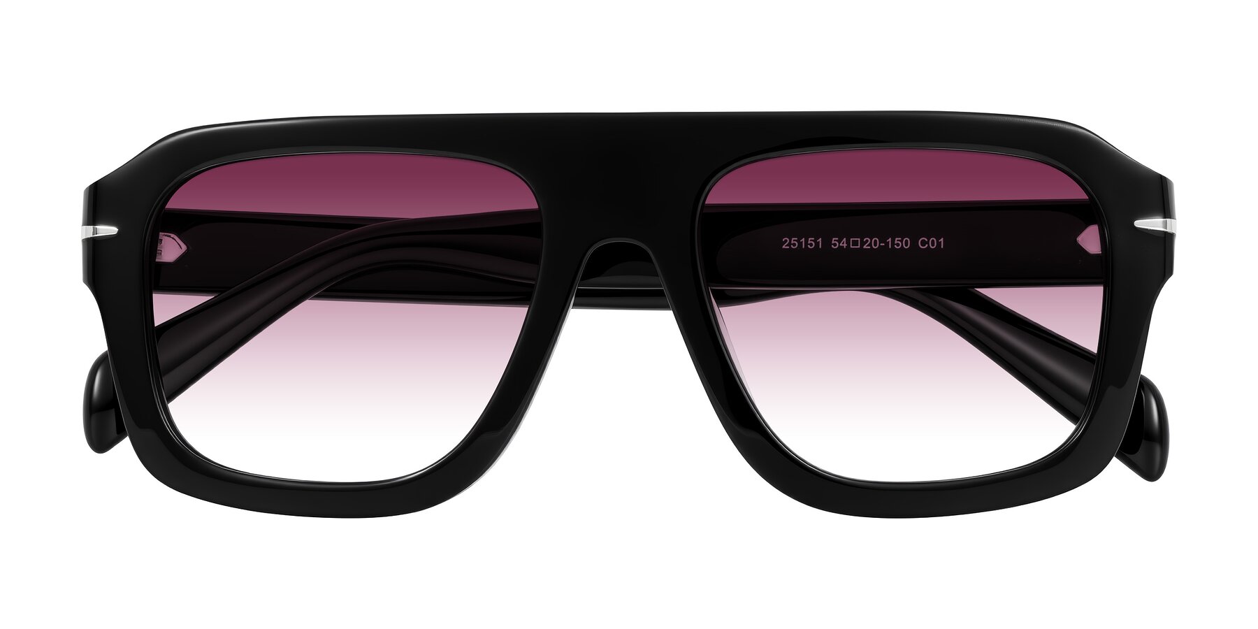 Folded Front of Petenwell in Black with Wine Gradient Lenses