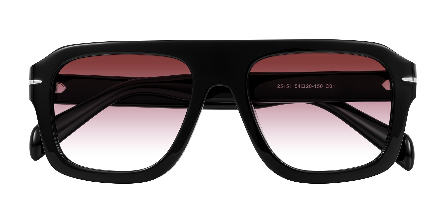 Folded Front of Petenwell in Black with Garnet Gradient Lenses