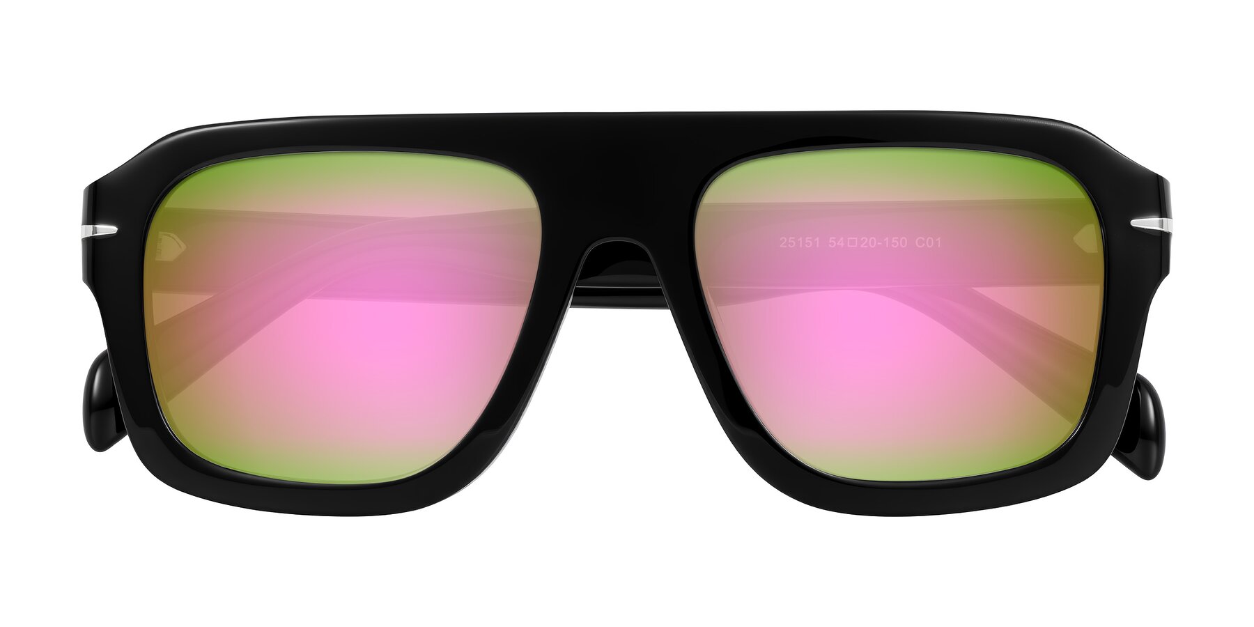 Folded Front of Petenwell in Black with Pink Mirrored Lenses