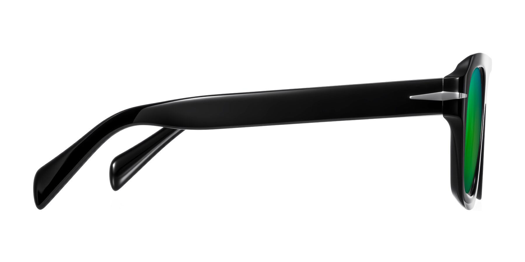 Side of Petenwell in Black with Green Mirrored Lenses