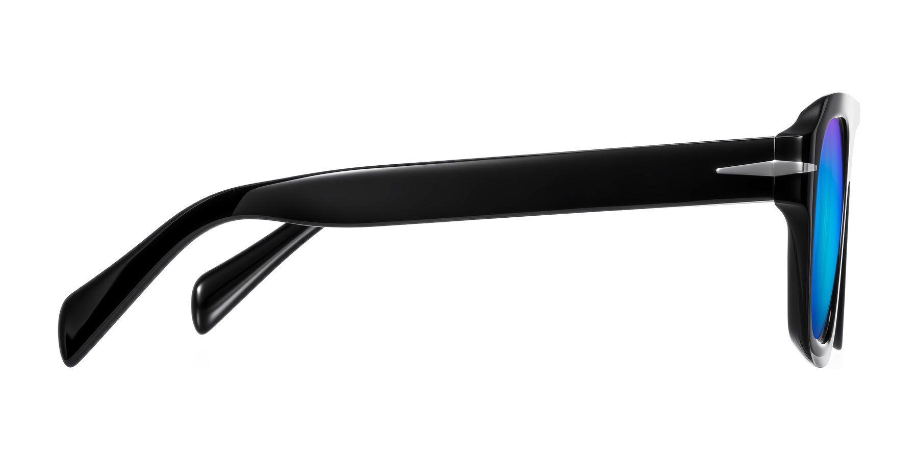 Side of Petenwell in Black with Blue Mirrored Lenses