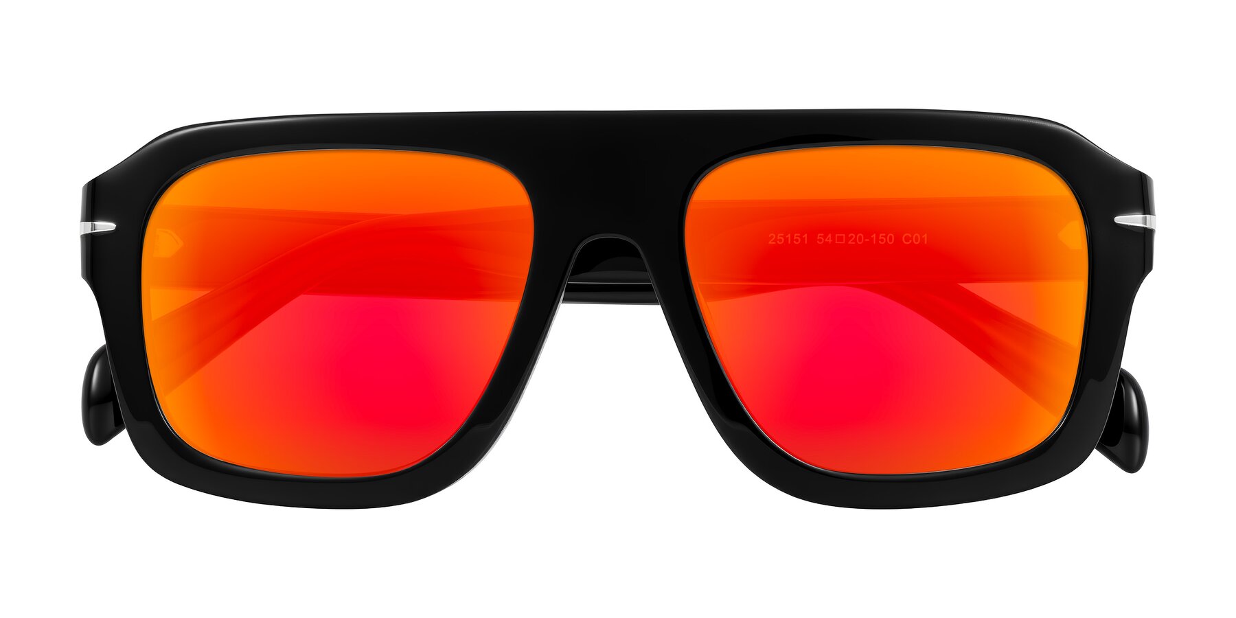 Folded Front of Petenwell in Black with Red Gold Mirrored Lenses