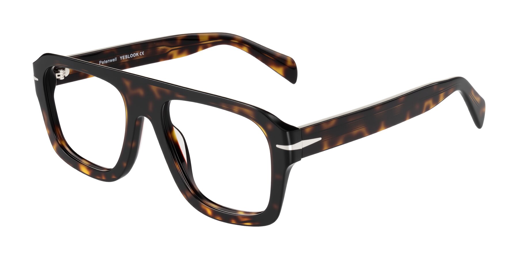 Angle of Petenwell in Dark Tortoise with Clear Eyeglass Lenses