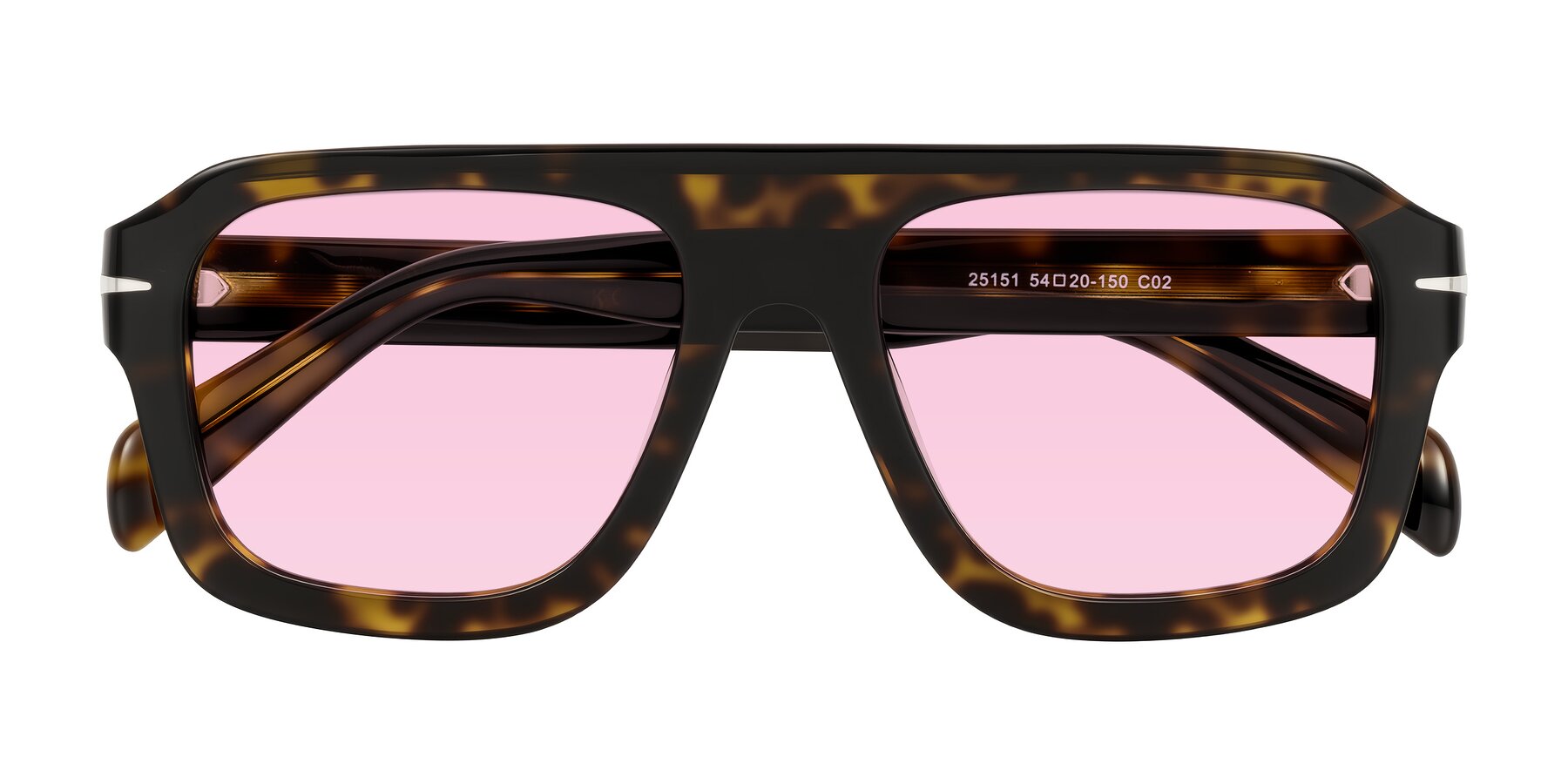 Folded Front of Petenwell in Dark Tortoise with Light Pink Tinted Lenses