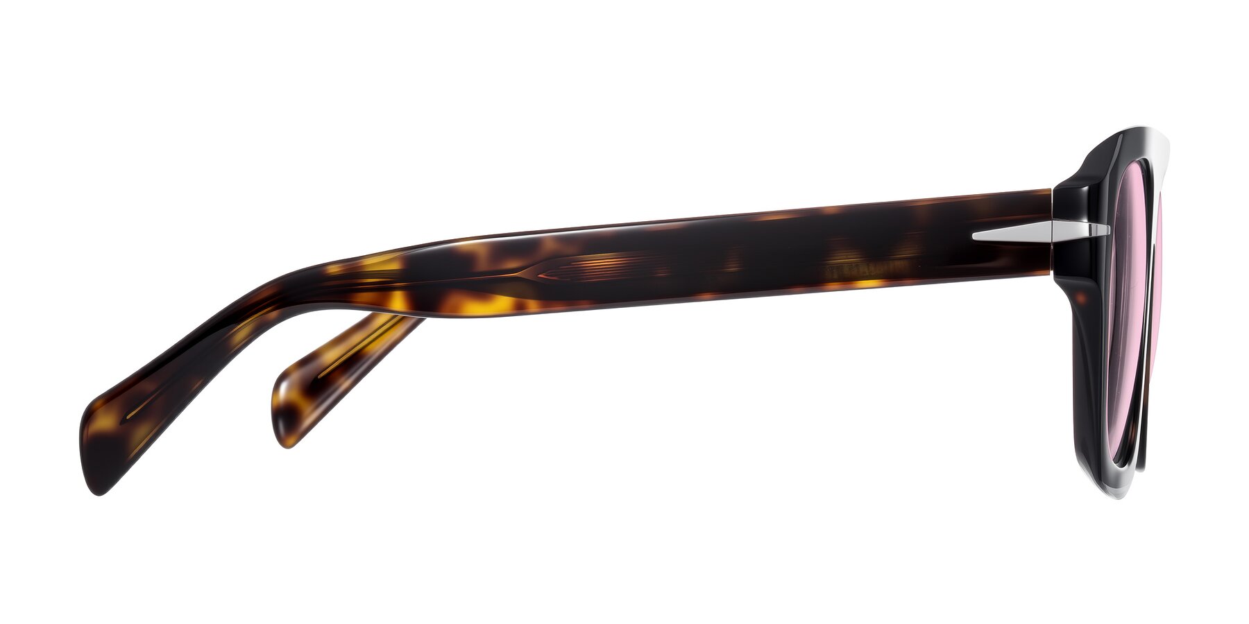 Side of Petenwell in Dark Tortoise with Light Pink Tinted Lenses