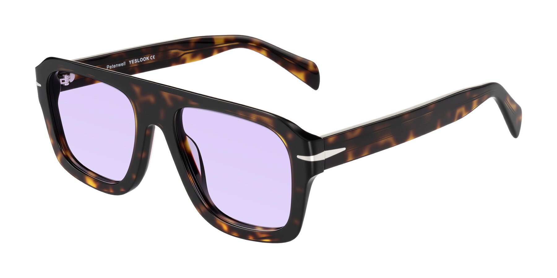 Angle of Petenwell in Dark Tortoise with Light Purple Tinted Lenses