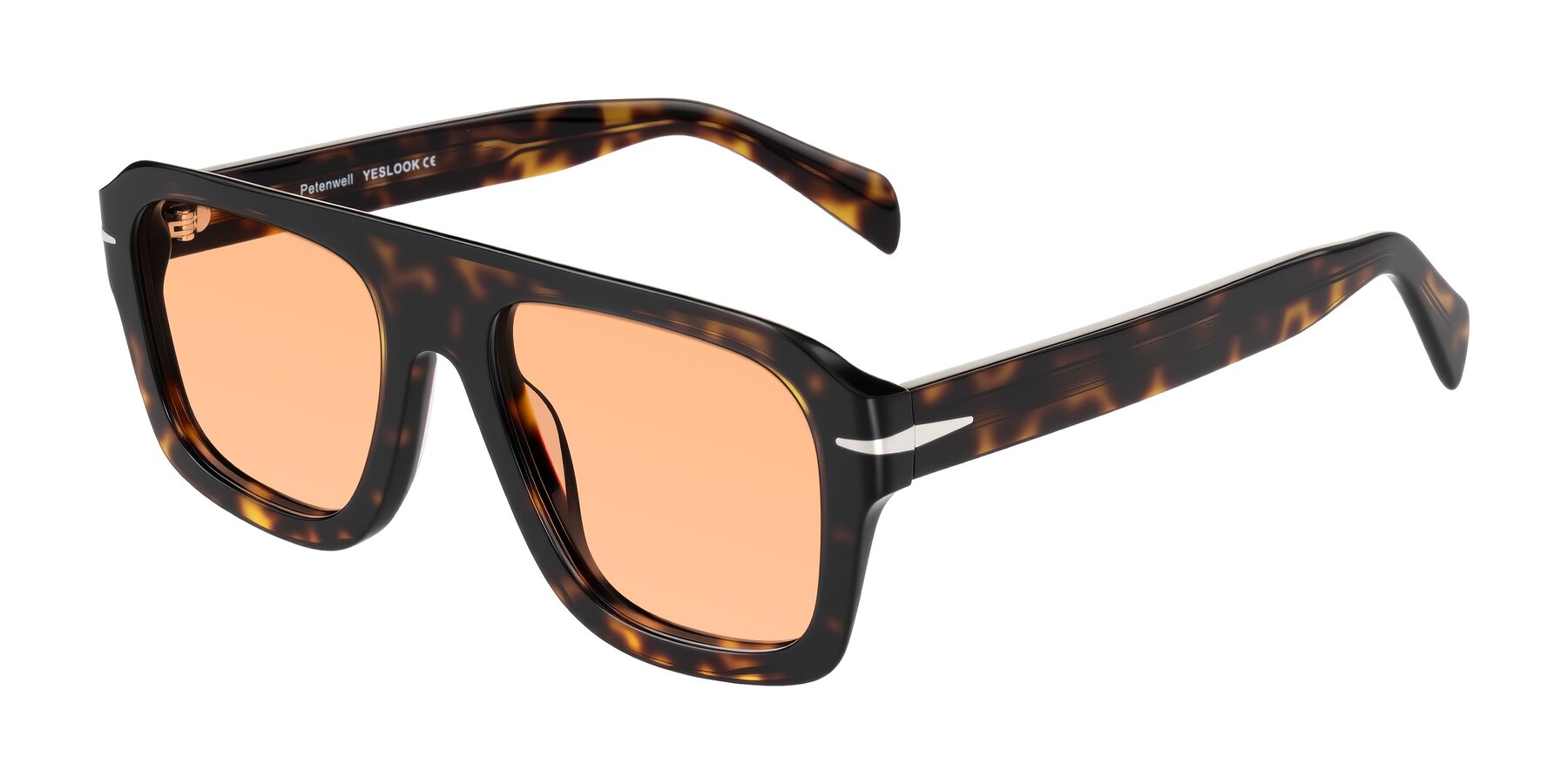 Angle of Petenwell in Dark Tortoise with Light Orange Tinted Lenses