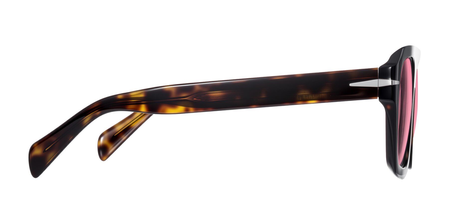 Side of Petenwell in Dark Tortoise with Pink Tinted Lenses