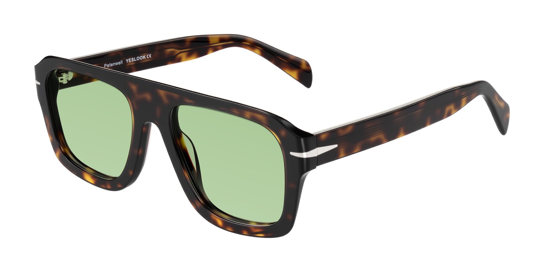 Angle of Petenwell in Dark Tortoise with Medium Green Tinted Lenses