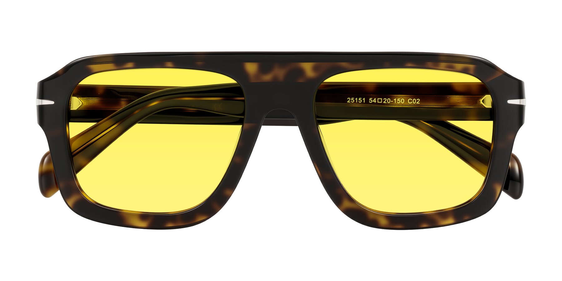 Folded Front of Petenwell in Dark Tortoise with Medium Yellow Tinted Lenses