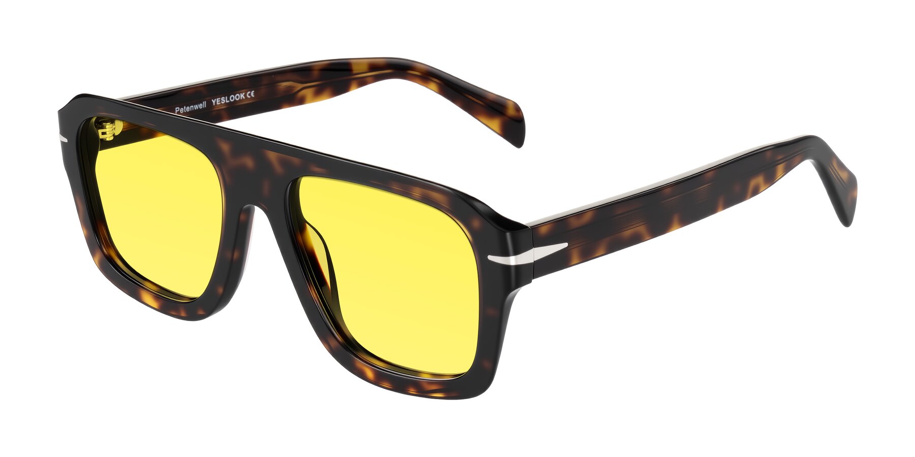 Angle of Petenwell in Dark Tortoise with Medium Yellow Tinted Lenses
