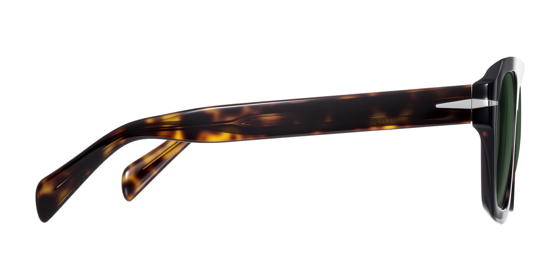 Side of Petenwell in Dark Tortoise with Green Tinted Lenses