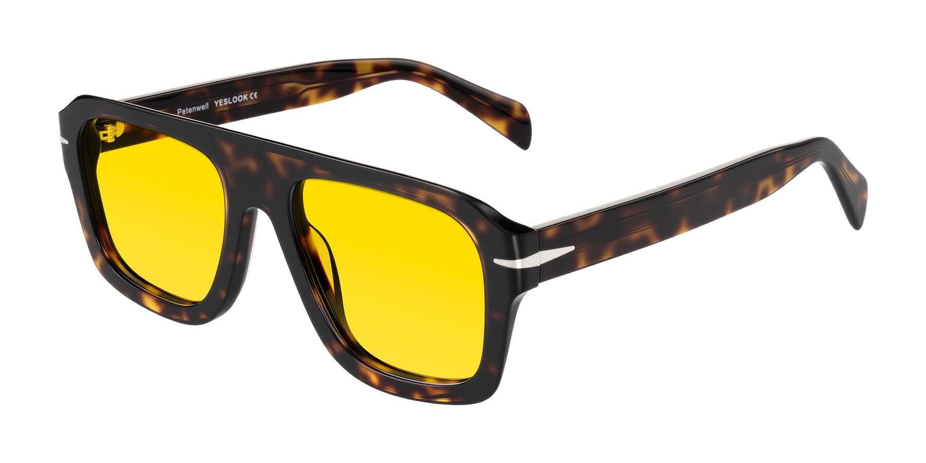 Angle of Petenwell in Dark Tortoise with Yellow Tinted Lenses