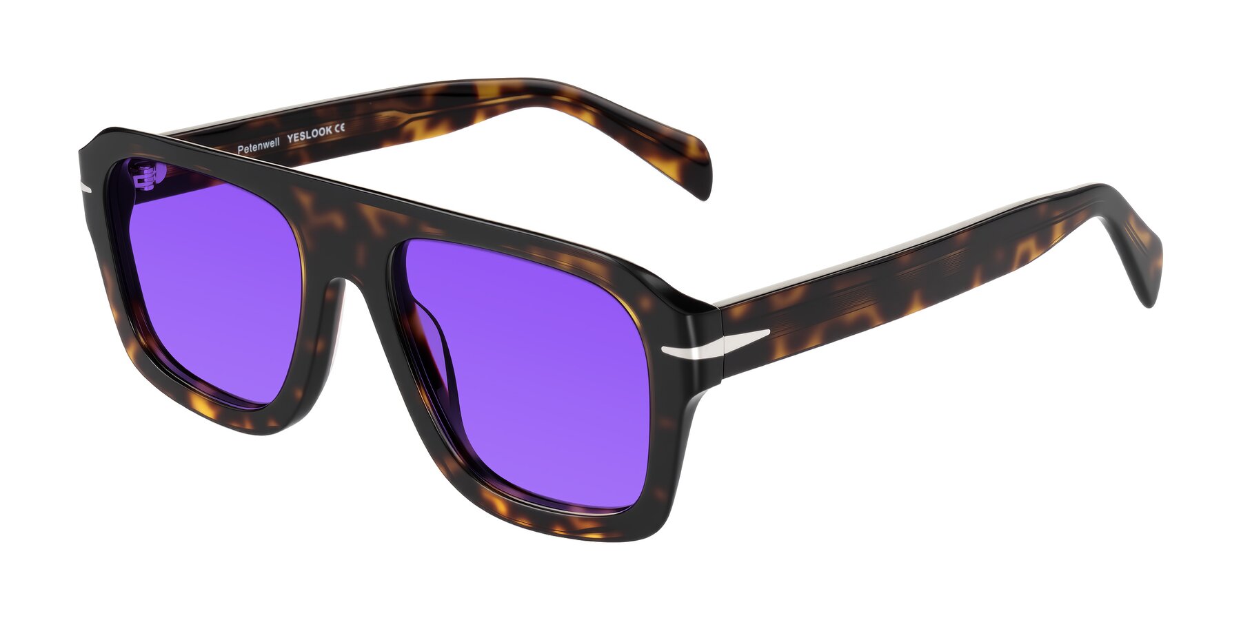 Angle of Petenwell in Dark Tortoise with Purple Tinted Lenses