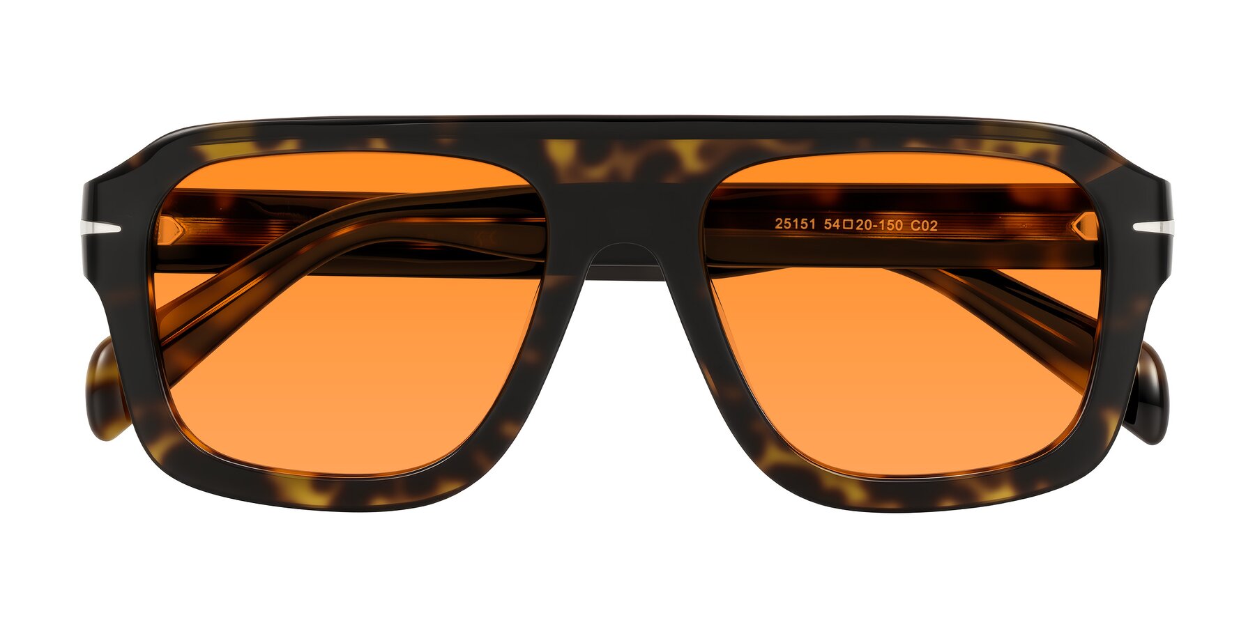 Folded Front of Petenwell in Dark Tortoise with Orange Tinted Lenses