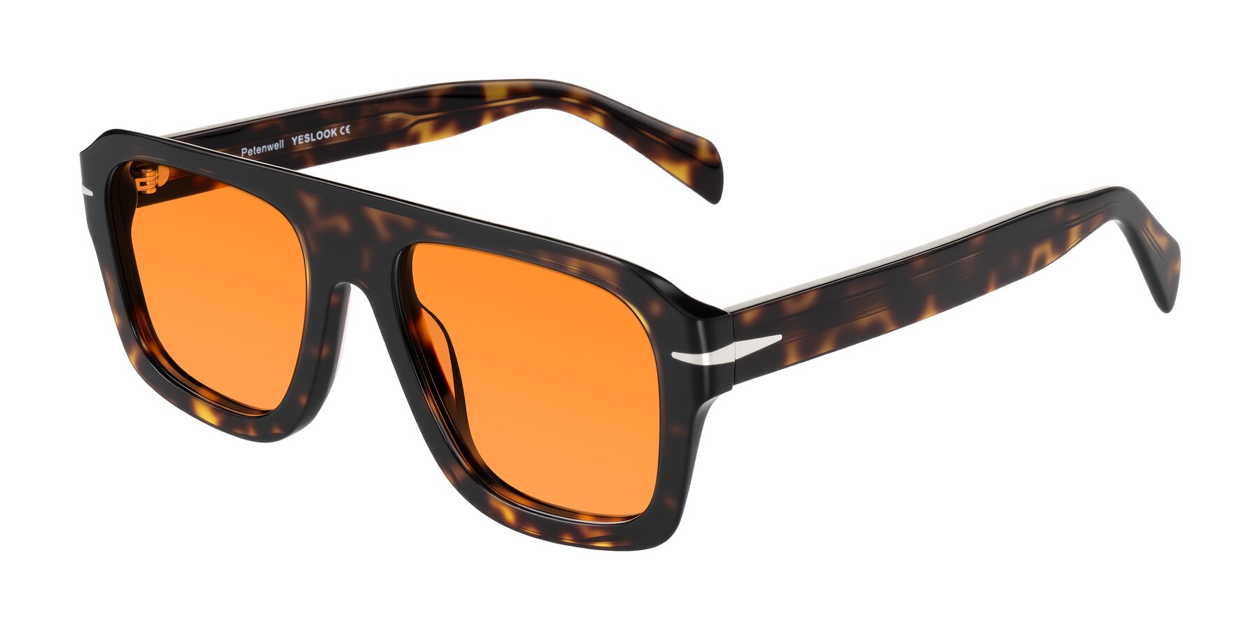 Angle of Petenwell in Dark Tortoise with Orange Tinted Lenses