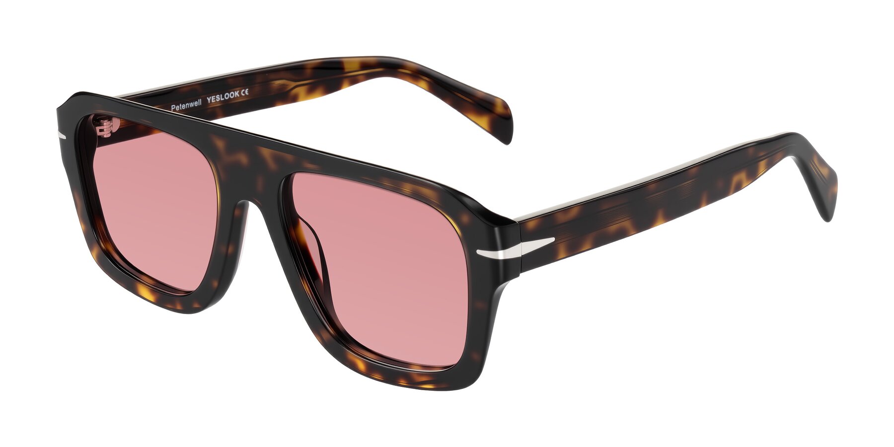 Angle of Petenwell in Dark Tortoise with Medium Garnet Tinted Lenses