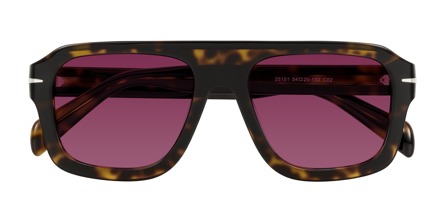 Folded Front of Petenwell in Dark Tortoise with Wine Tinted Lenses