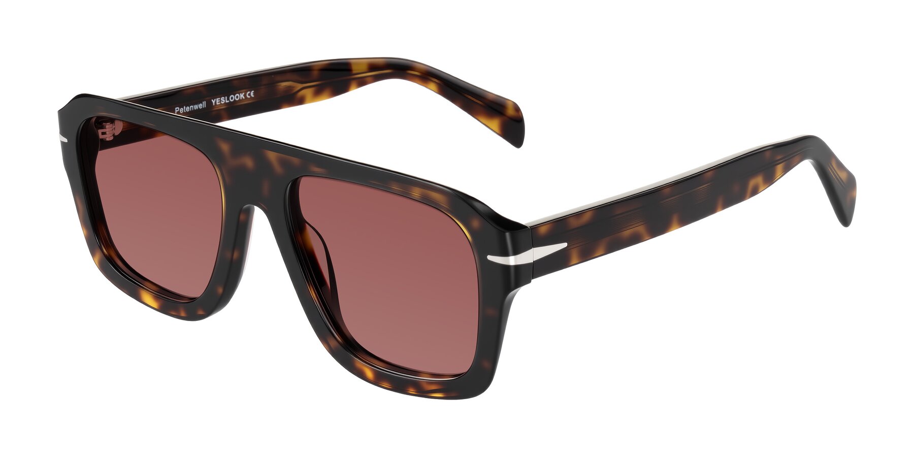 Angle of Petenwell in Dark Tortoise with Garnet Tinted Lenses