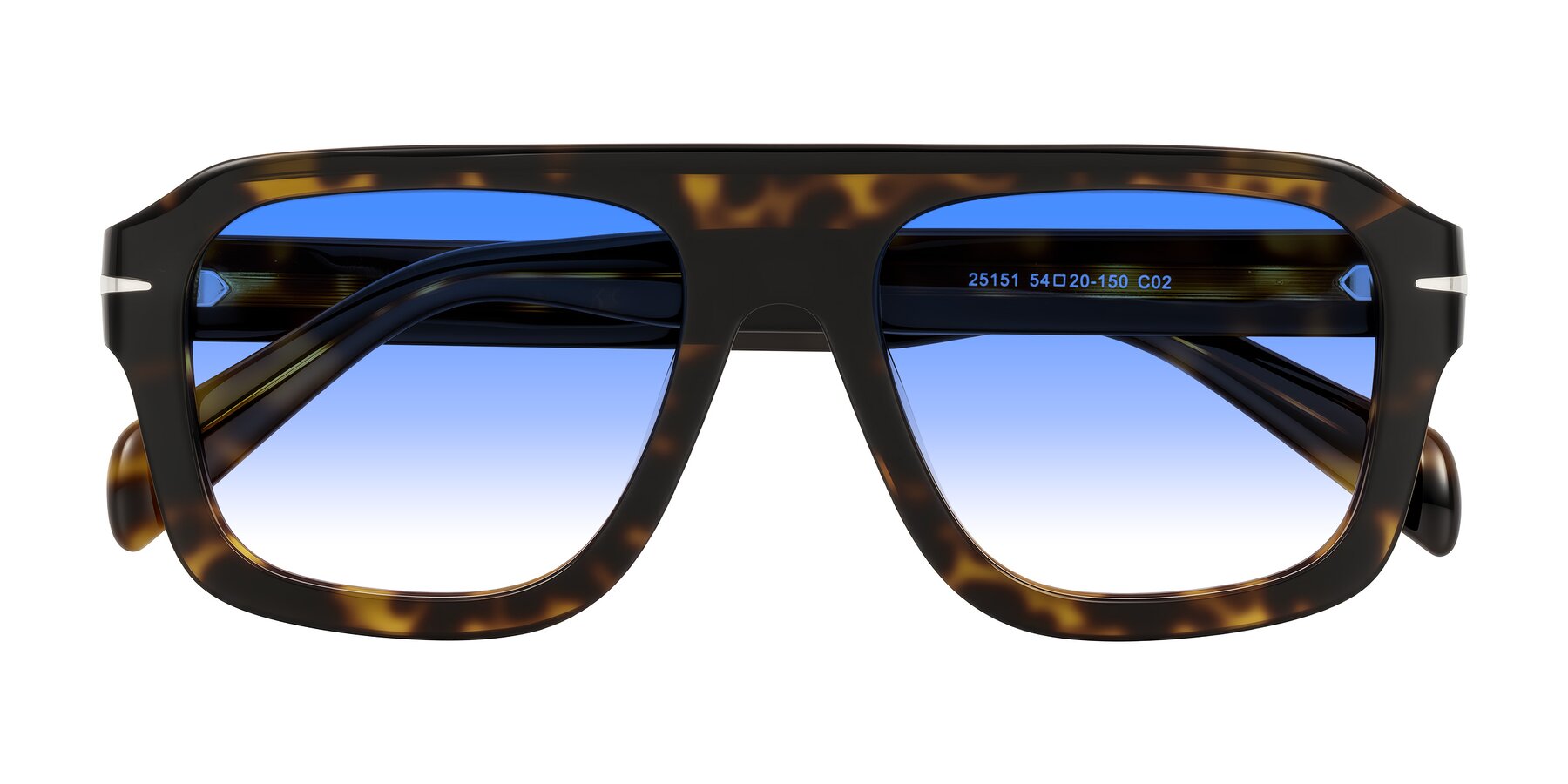 Folded Front of Petenwell in Dark Tortoise with Blue Gradient Lenses