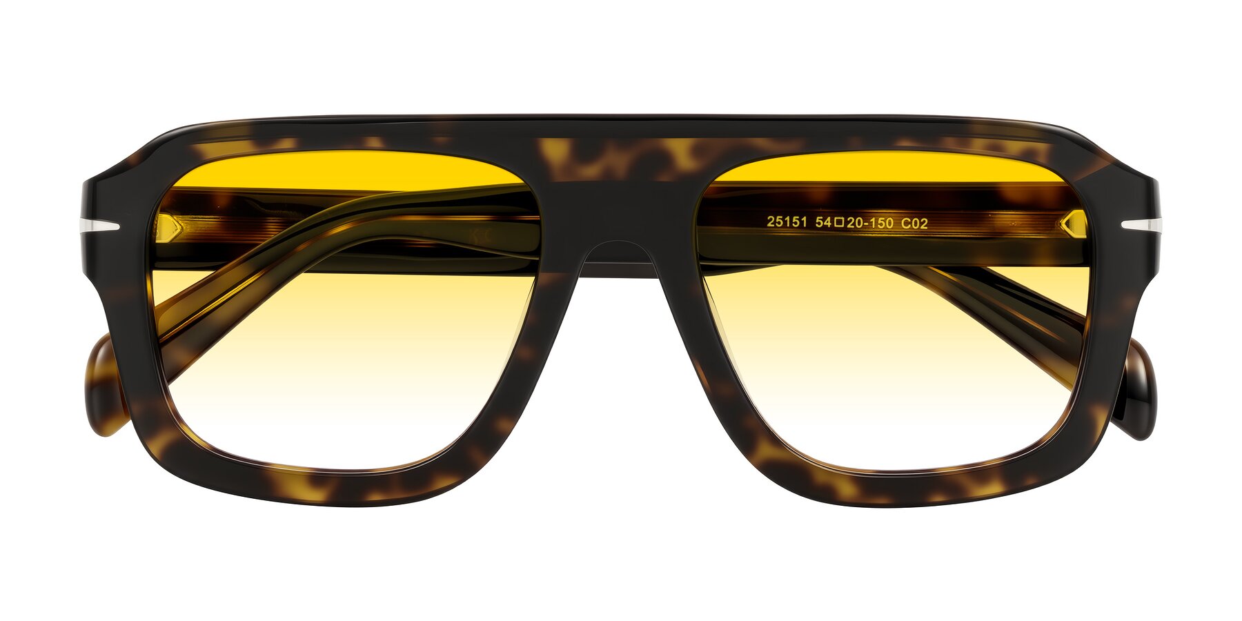 Folded Front of Petenwell in Dark Tortoise with Yellow Gradient Lenses