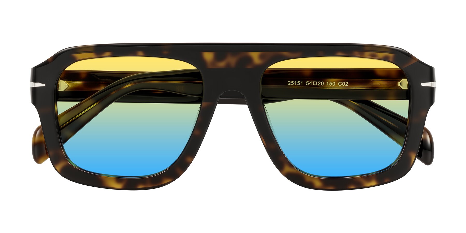 Folded Front of Petenwell in Dark Tortoise with Yellow / Blue Gradient Lenses