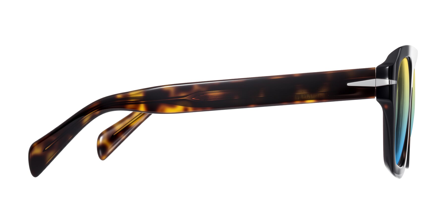 Side of Petenwell in Dark Tortoise with Yellow / Blue Gradient Lenses