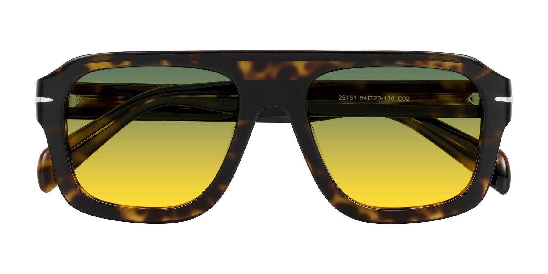 Folded Front of Petenwell in Dark Tortoise with Green / Yellow Gradient Lenses