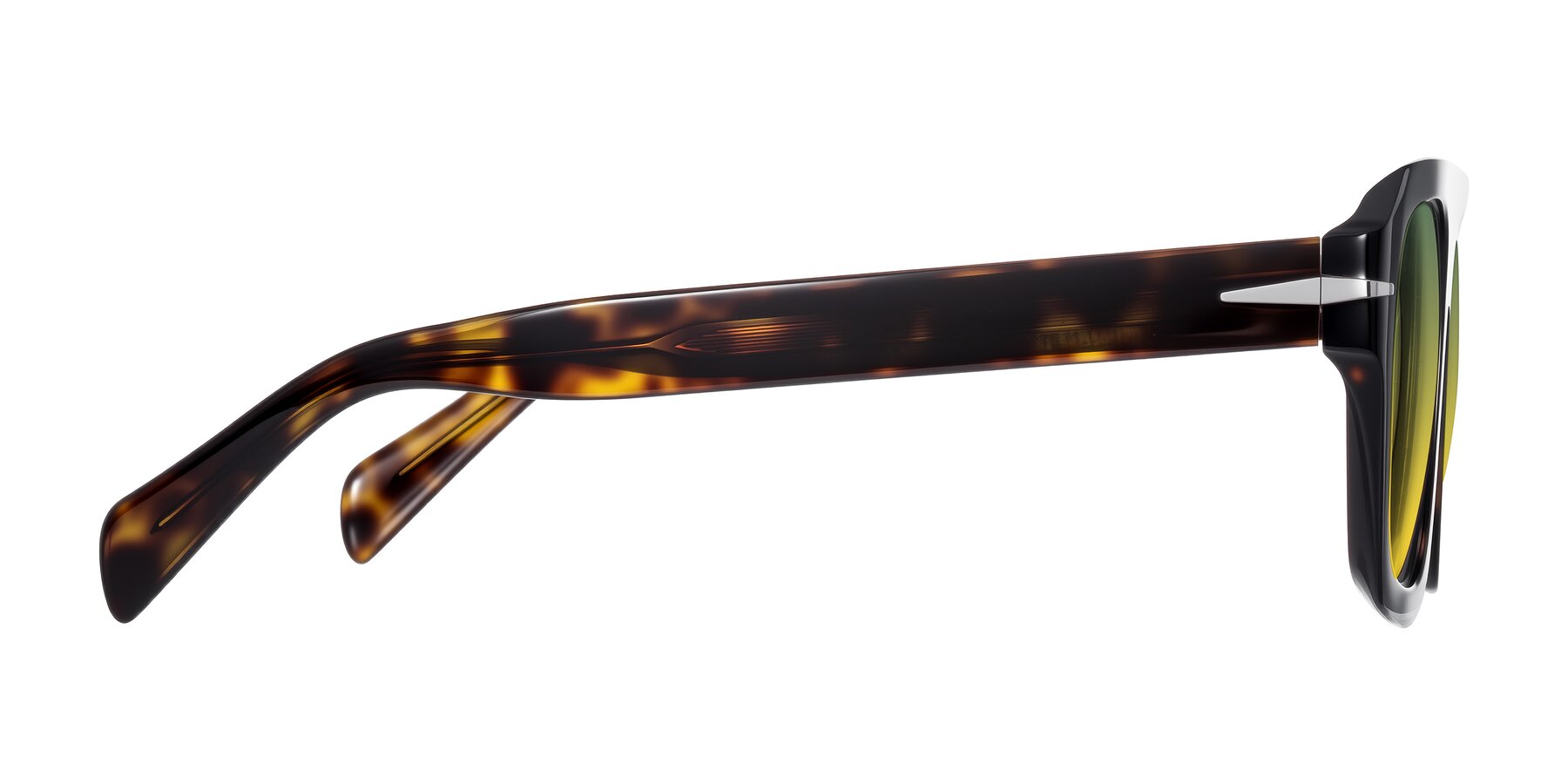 Side of Petenwell in Dark Tortoise with Green / Yellow Gradient Lenses