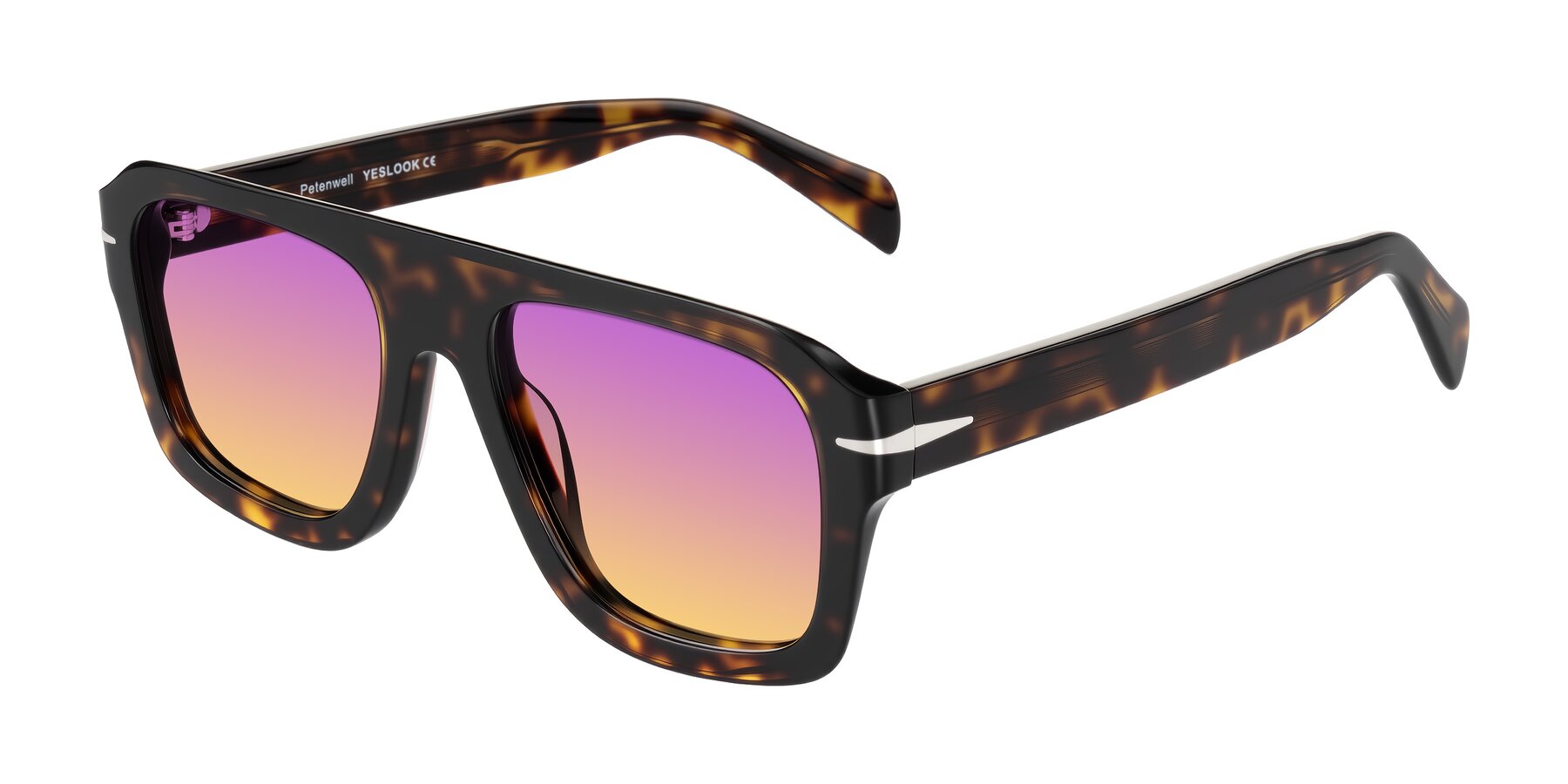 Angle of Petenwell in Dark Tortoise with Purple / Yellow Gradient Lenses
