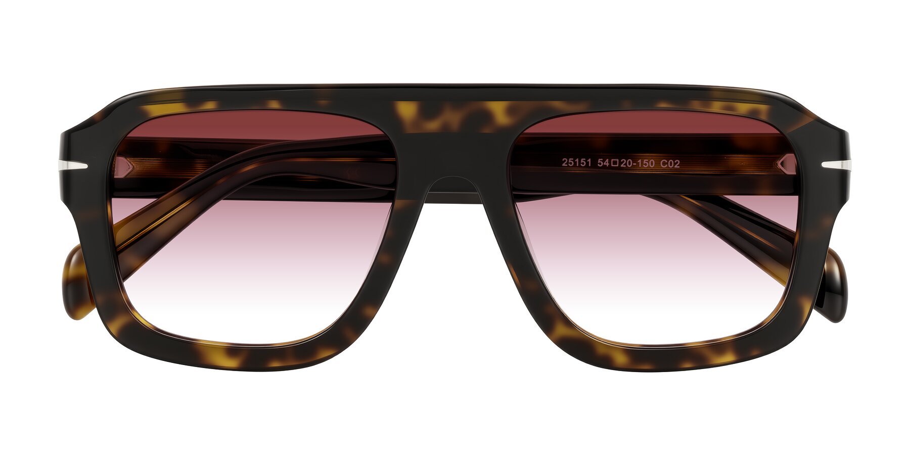 Folded Front of Petenwell in Dark Tortoise with Garnet Gradient Lenses