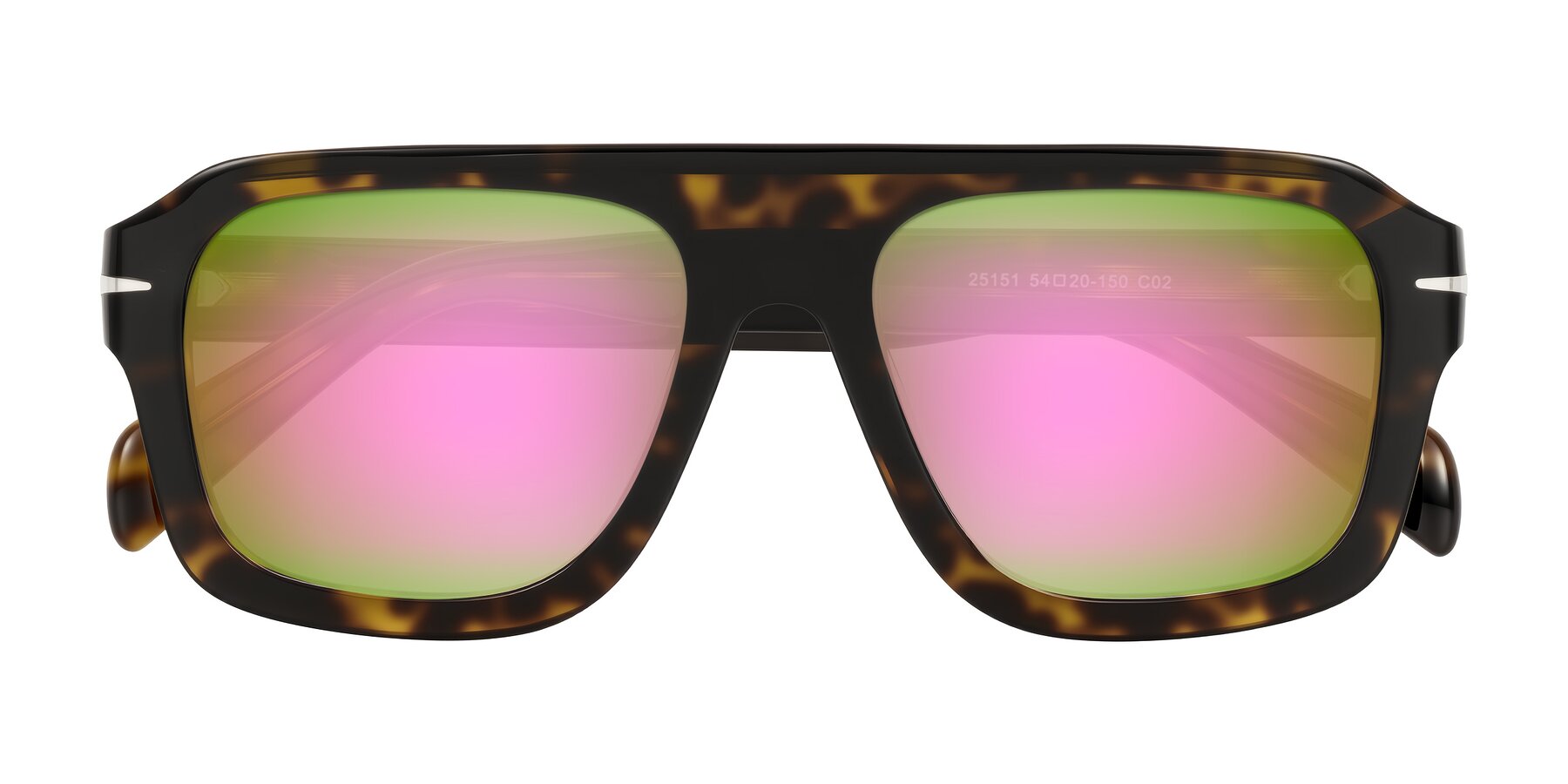 Folded Front of Petenwell in Dark Tortoise with Pink Mirrored Lenses