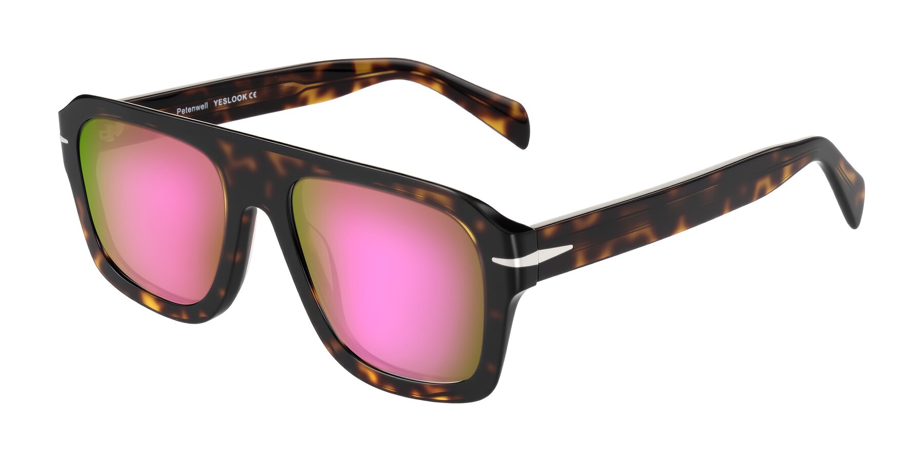 Angle of Petenwell in Dark Tortoise with Pink Mirrored Lenses